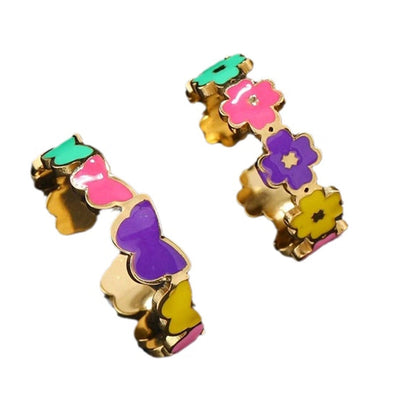 Jewelry Sweet Star Flower Butterfly Titanium Steel Open Rings