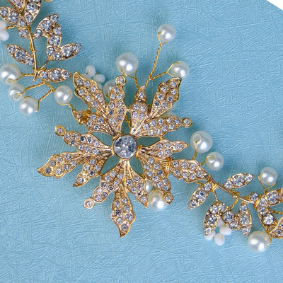 retro flower alloy pearl inlay rhinestones hair band