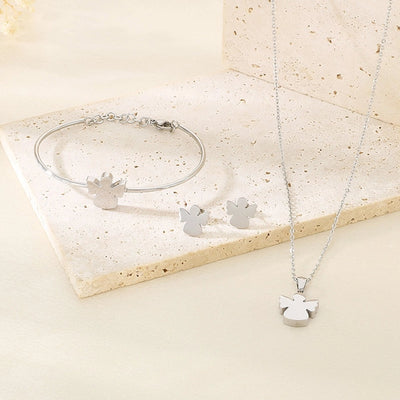Jewelry Simple Style Angel 304 Stainless Steel 18K Gold Plated Jewelry Set