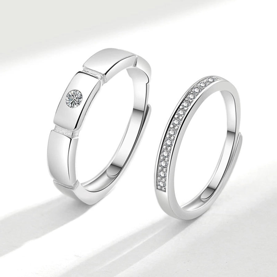 New cube sugar fall in love couple ring personality paper short love long men and women zircon open couple ring