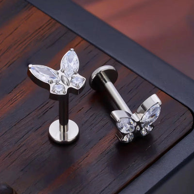 1 Piece Lip Rings Simple Style Shiny Panda Glasses Spider Pure Titanium Titanium Alloy Zircon 14K Gold Plated White Gold Plated Lip Rings Ear Cartilage Rings & Studs