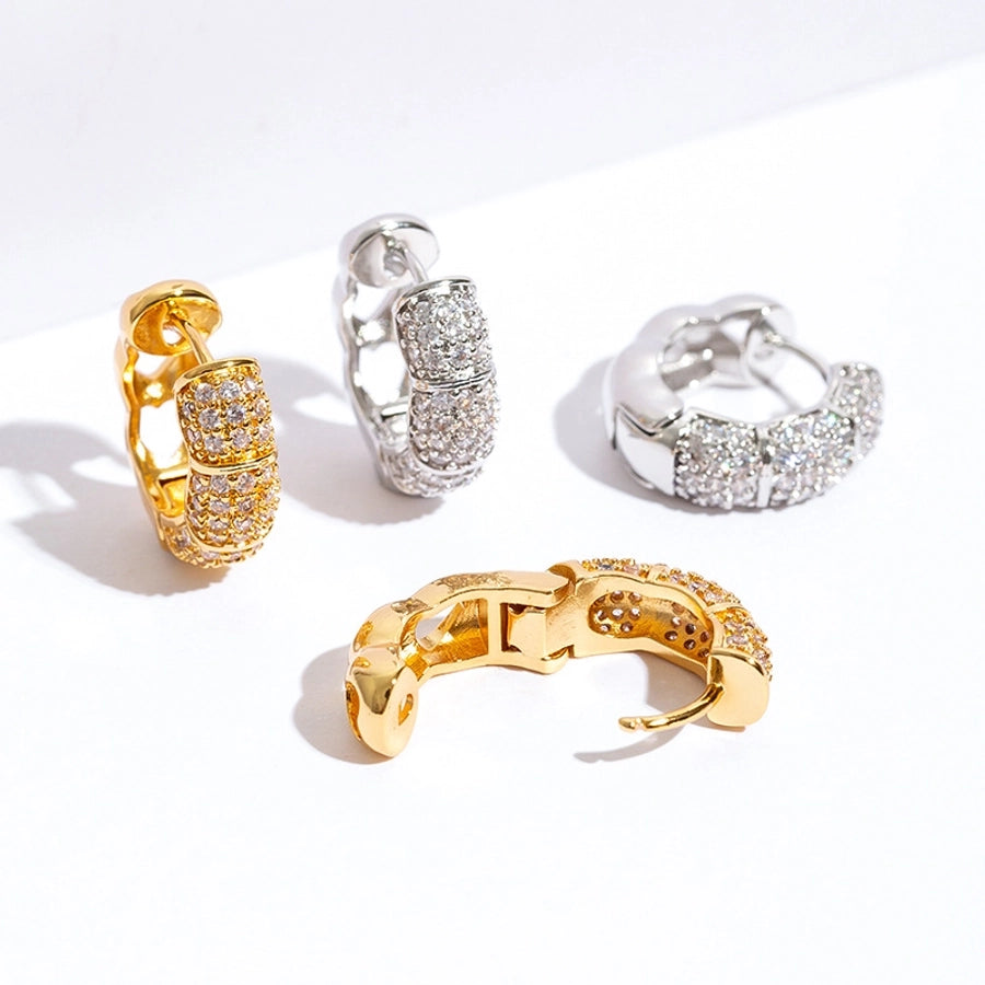 1 Pair Elegant Geometric Plating Copper Zircon Earrings