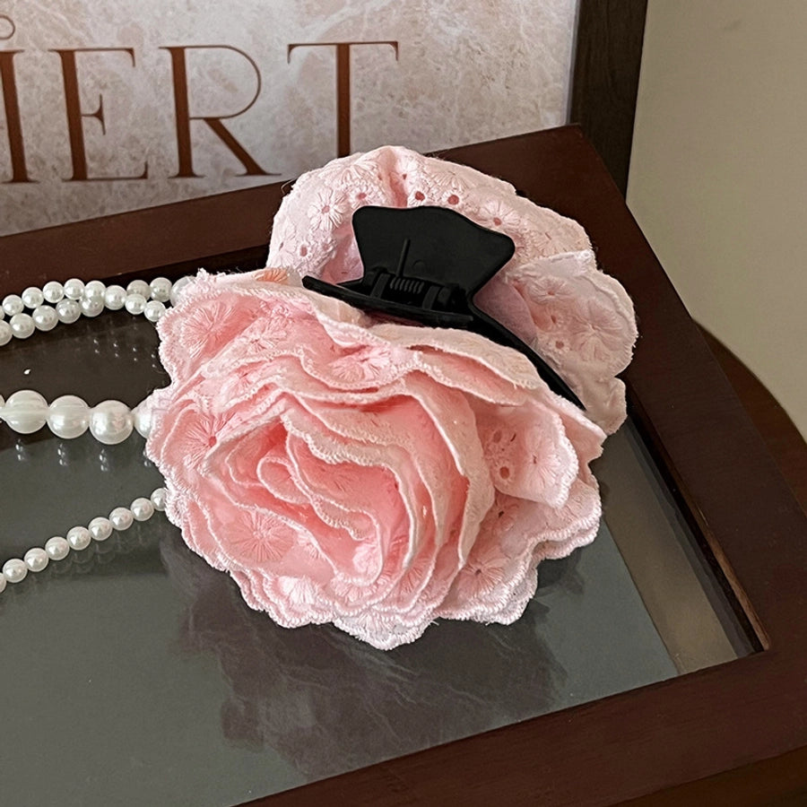 Korean style online celebrity caro rose clip female  new flower shark clip high-grade headdress Flower hairpin headdress