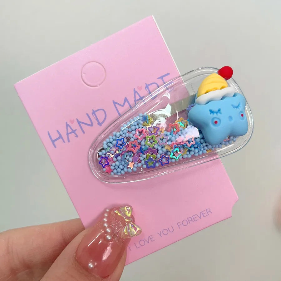 kid's cute cartoon fruit alloy rubber sequins hair clip