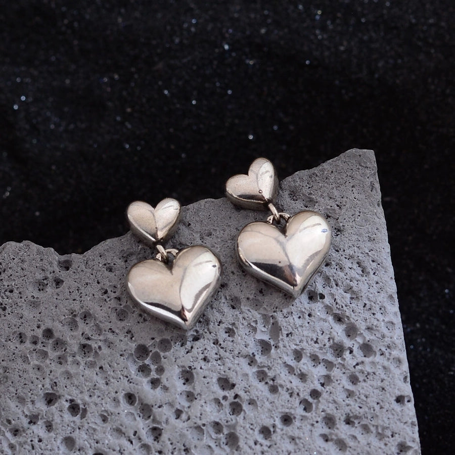 1 Pair Simple Style Heart Shape Copper Drop Earrings