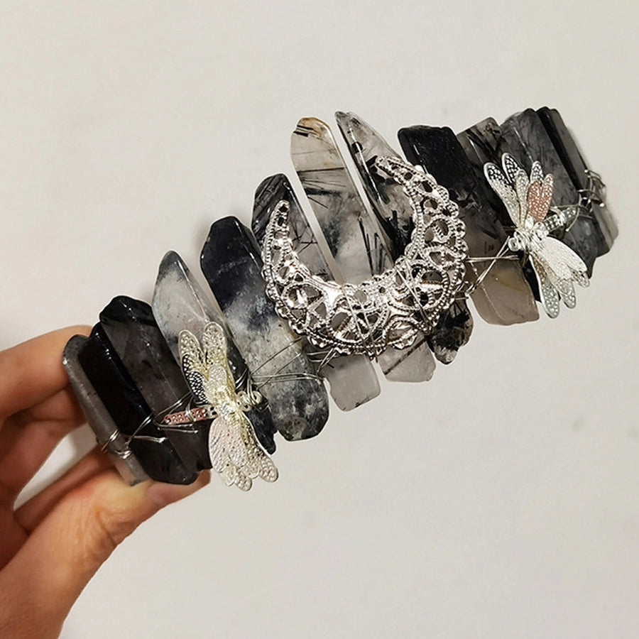 Women's Simple Style Commute Color Block Alloy Inlay Natural Stone Gem Crystal Crown