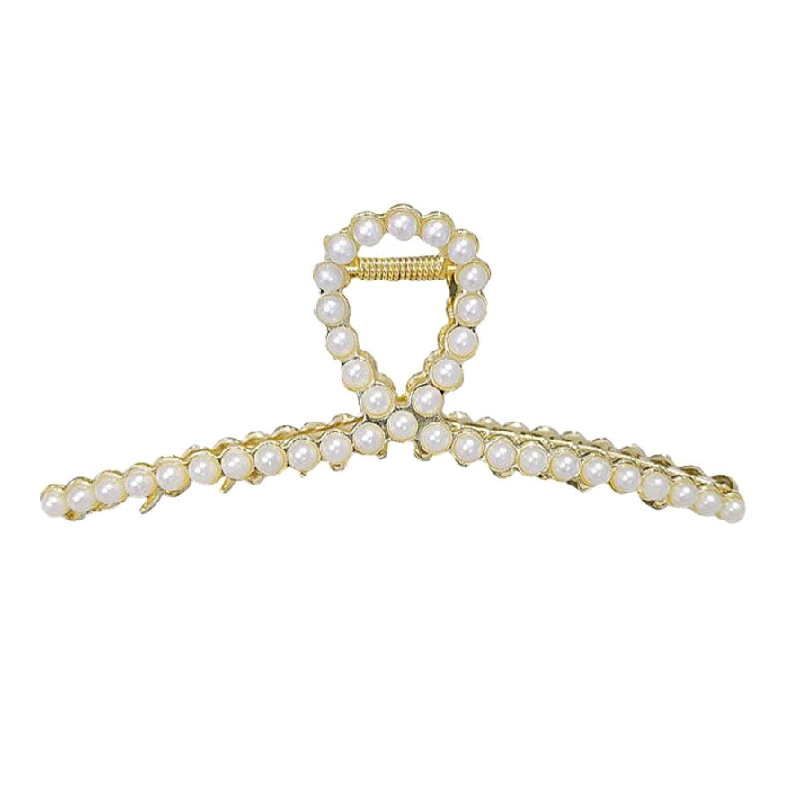 Women's Simple Style Solid Color Metal Plating Inlay Rhinestones Pearl Hair Claws