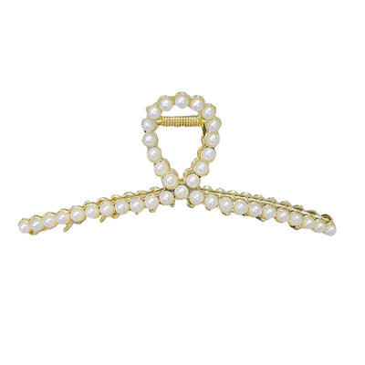 Women's Simple Style Solid Color Metal Plating Inlay Rhinestones Pearl Hair Claws