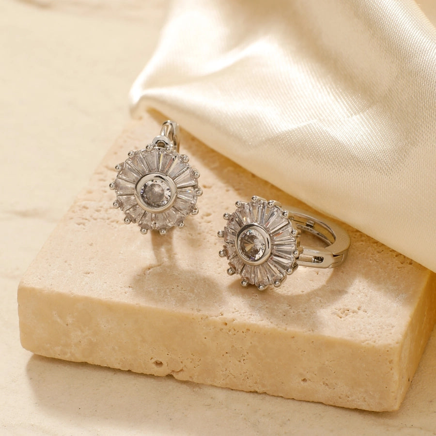 1 Pair Elegant Basic Geometric Inlay Copper Zircon K Gold Plated Rhodium Plated Ear clip