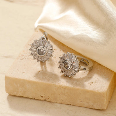 1 Pair Elegant Basic Geometric Inlay Copper Zircon K Gold Plated Rhodium Plated Ear clip