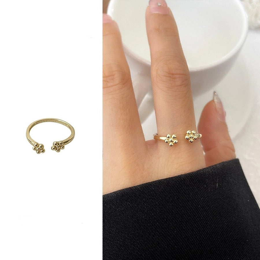 Brass Flower Open Rings