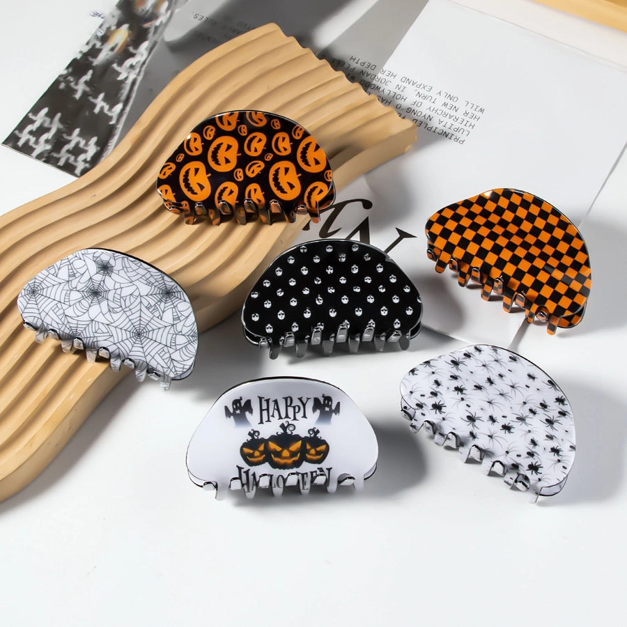 Halloween Simple Style Women's Pumpkin Lattice Spider PVC Hair Claws