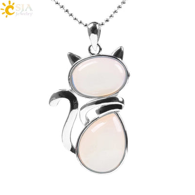 Cute Cat natural stone Copper Pendant Necklace In Bulk