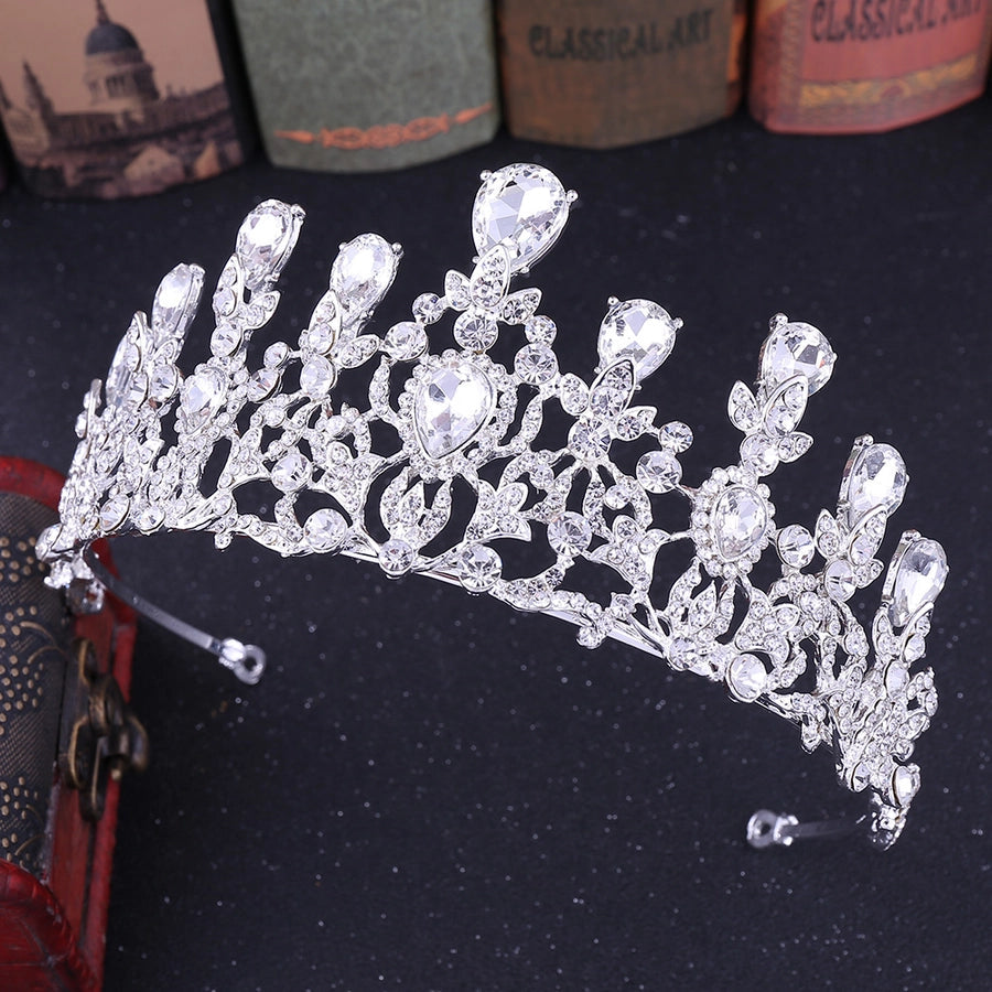 elegant water droplets alloy inlay zircon crown