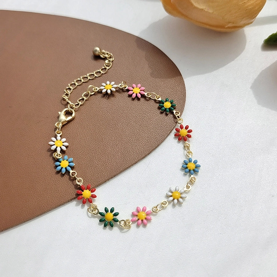 Copper Enamel Daisy Bracelets