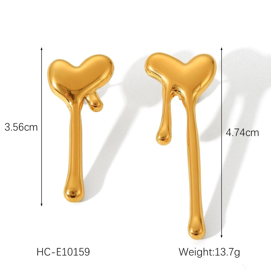 1 Pair IG Style French Style Heart Shape Bow Knot Thread 304 Stainless Steel Titanium Steel 18K Gold Plated Ear Studs