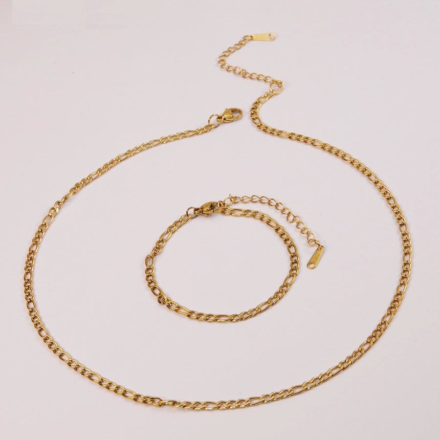 Jewelry Simple Style Classic Style Streetwear Geometric 304 Stainless Steel 18K Gold Plated Bracelets Necklace