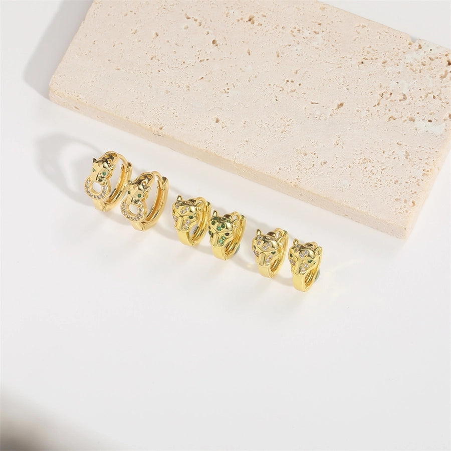 1 Pair Elegant Simple Style Commute Animal Devil's Eye Enamel Inlay Copper Zircon 14K Gold Plated Drop Earrings Earrings