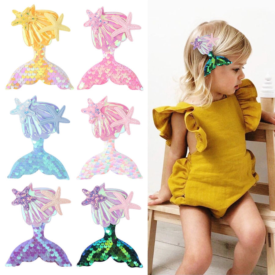 cute mermaid sequin cloth patchwork hair clip