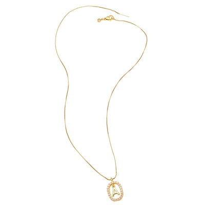 Jewelry Modern Style Simple Style letter 201 Stainless Steel Copper Zircon 18K Gold Plated Inlay Pendant Necklace