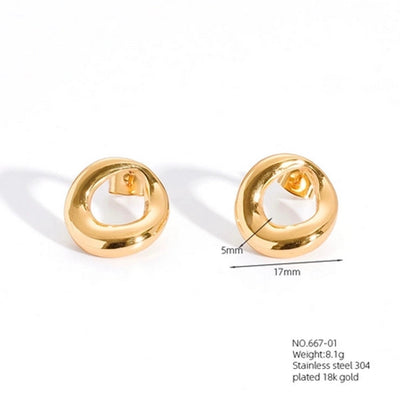 1 Pair Casual French Style Pentagram Round Heart Shape 304 Stainless Steel 18K Gold Plated Ear Studs
