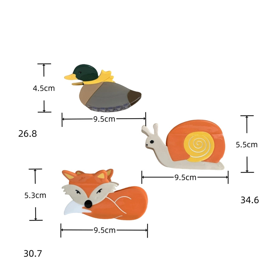 Women's Cute Fox Snails Duck Acetic acid sheets Hair Claws