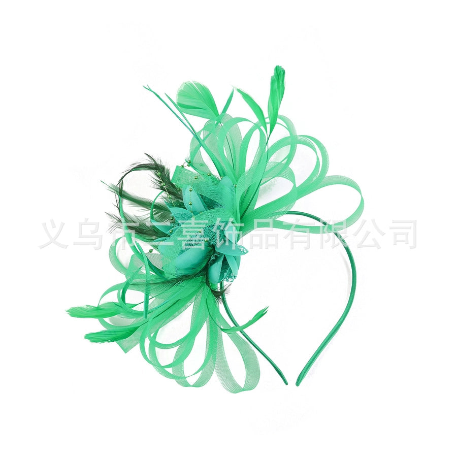 fashion feather bridal mesh top hat accessories hairband