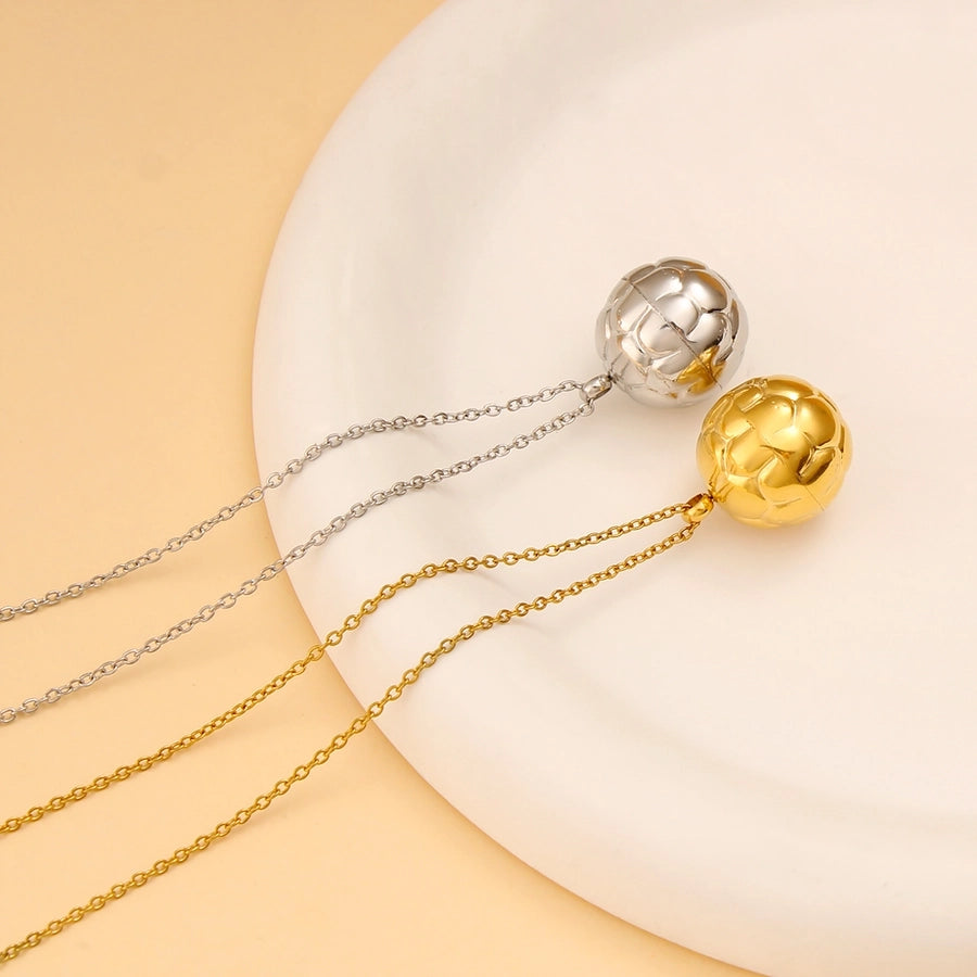 Autumn and Winter  New Arrival Texture Ball Earrings Pendant Necklace Suit Stainless Steel Personality Fashion Short Necklace Stud Earrings