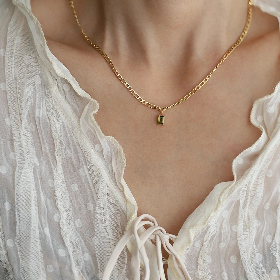 Jewelry Retro Simple Style Round Square 304 Stainless Steel Zircon Beaded Inlay Pendant Necklace