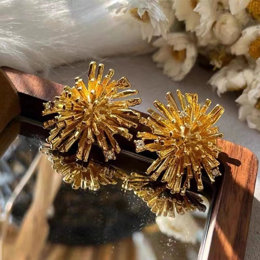 s925 silver needle retro exaggerated fireworks earrings elegant earrings irregular simple unique earrings