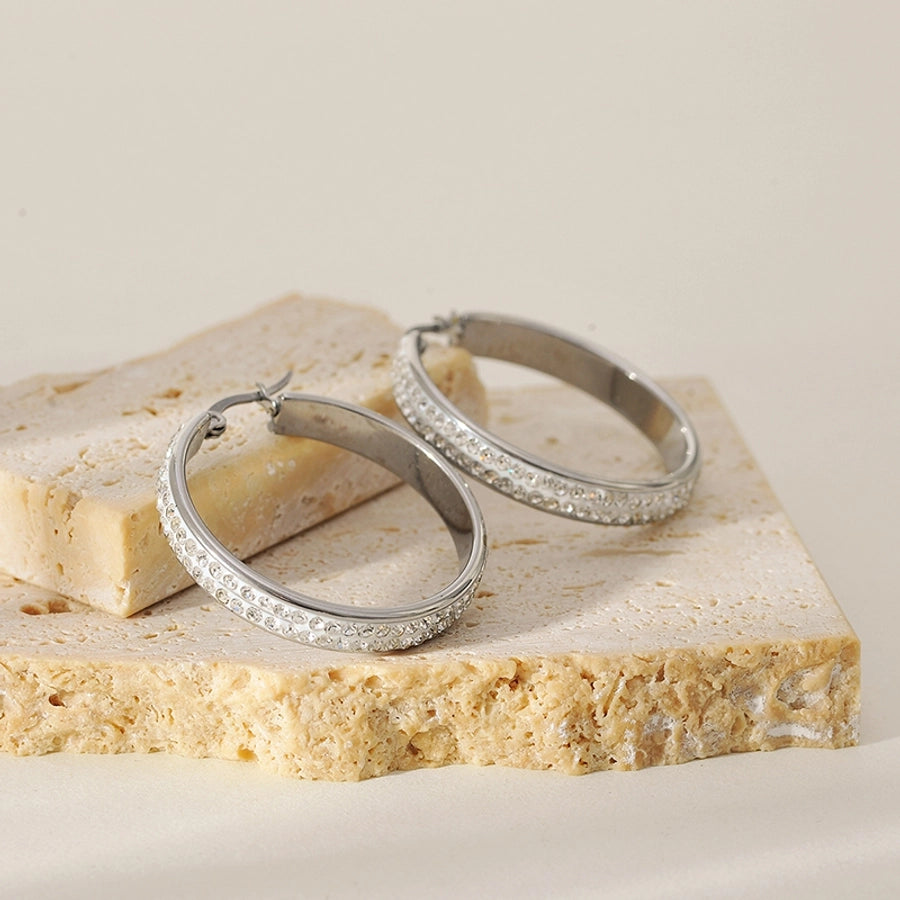 1 Pair Elegant Classic Style Circle 304 Stainless Steel Earrings