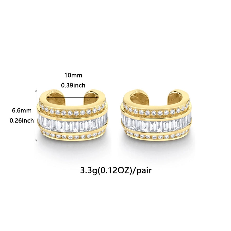 1 Pair Casual Simple Style Geometric Copper Zircon 24K Gold Plated Ear Cuffs
