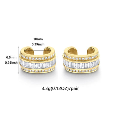 1 Pair Casual Simple Style Geometric Copper Zircon 24K Gold Plated Ear Cuffs