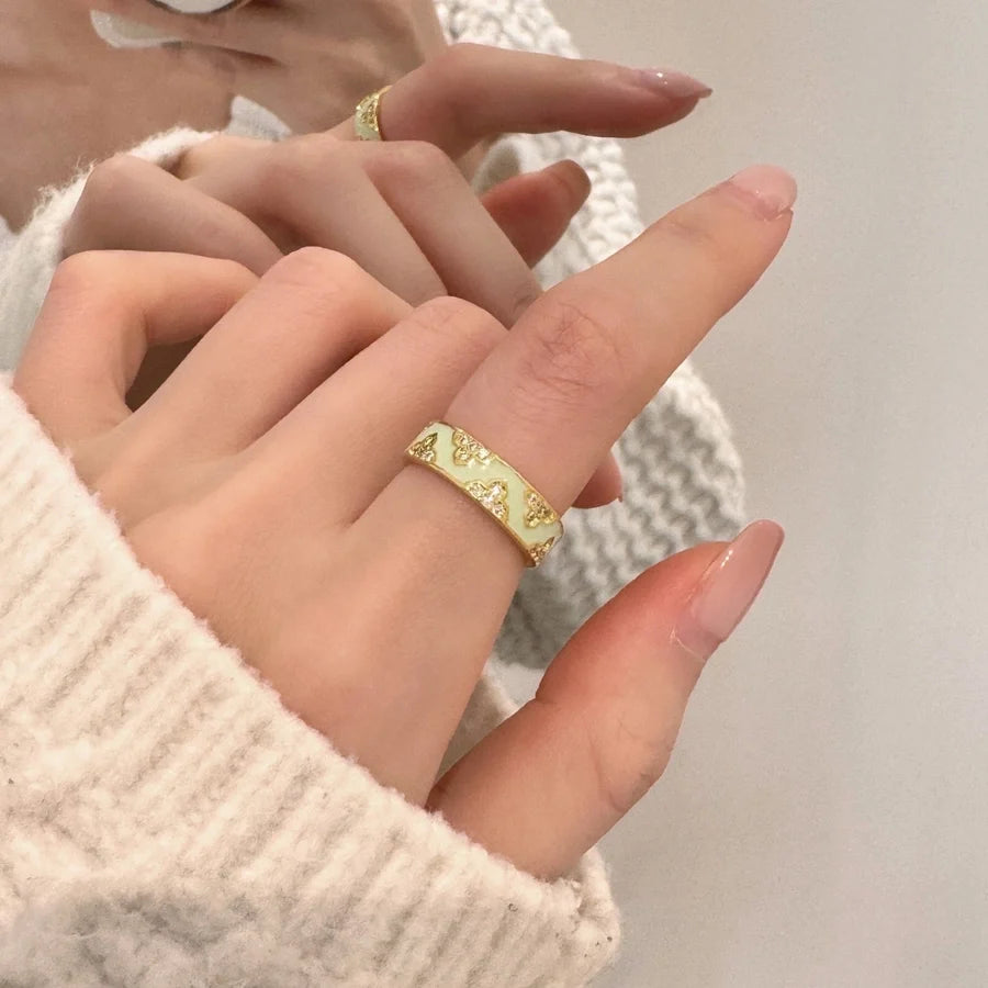 Copper Flower Butterfly Open Rings