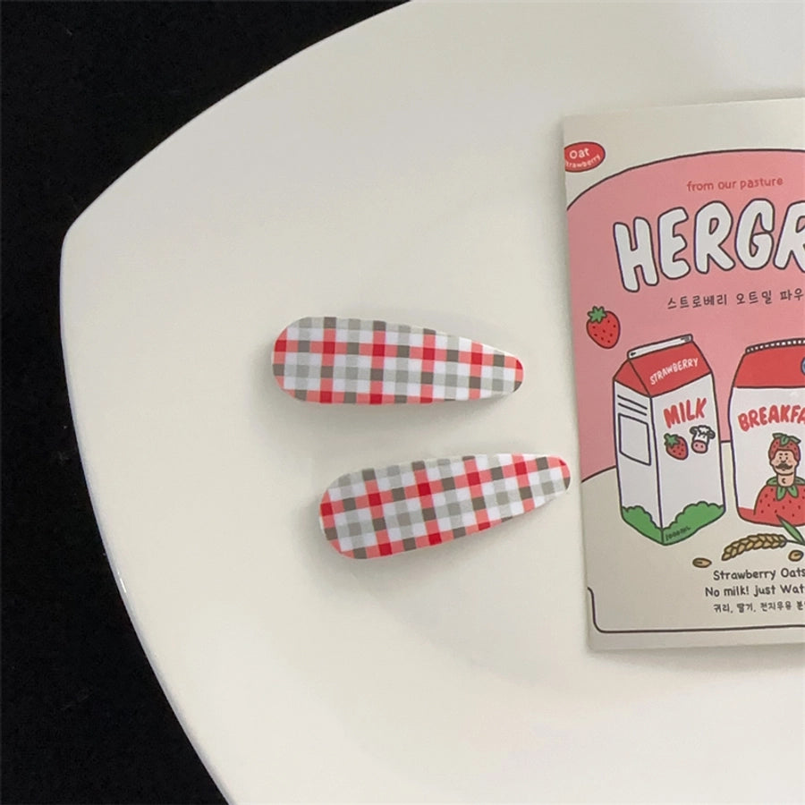 Women's Sweet Plaid Polka Dots Plastic Hair Clip