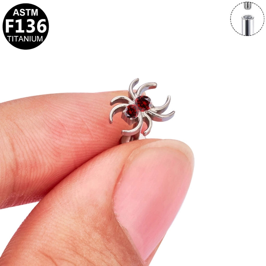 1 Piece Lip Rings Hip-Hop Rock Punk Spider Pure Titanium Titanium Alloy Zircon 14K Gold Plated White Gold Plated Lip Rings Ear Cartilage Rings & Studs
