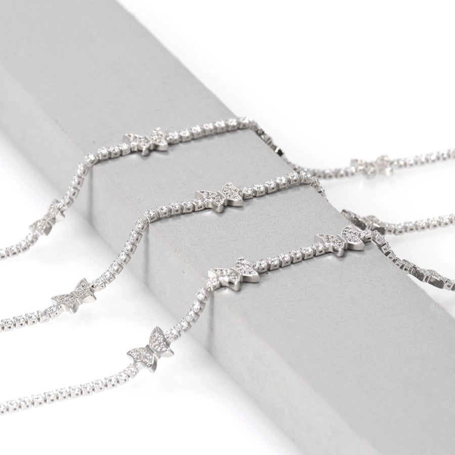 Copper 18K Gold Plated Inlay Butterfly Zircon Bracelets