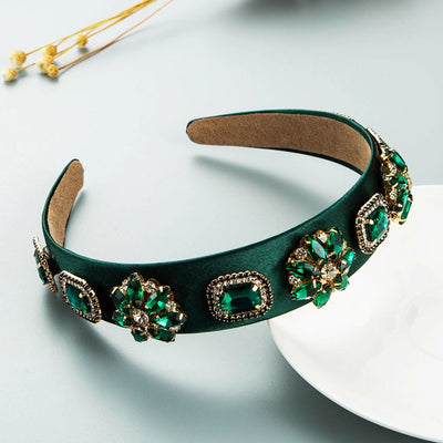 baroque style rhinestone glass diamond wide-brim headband