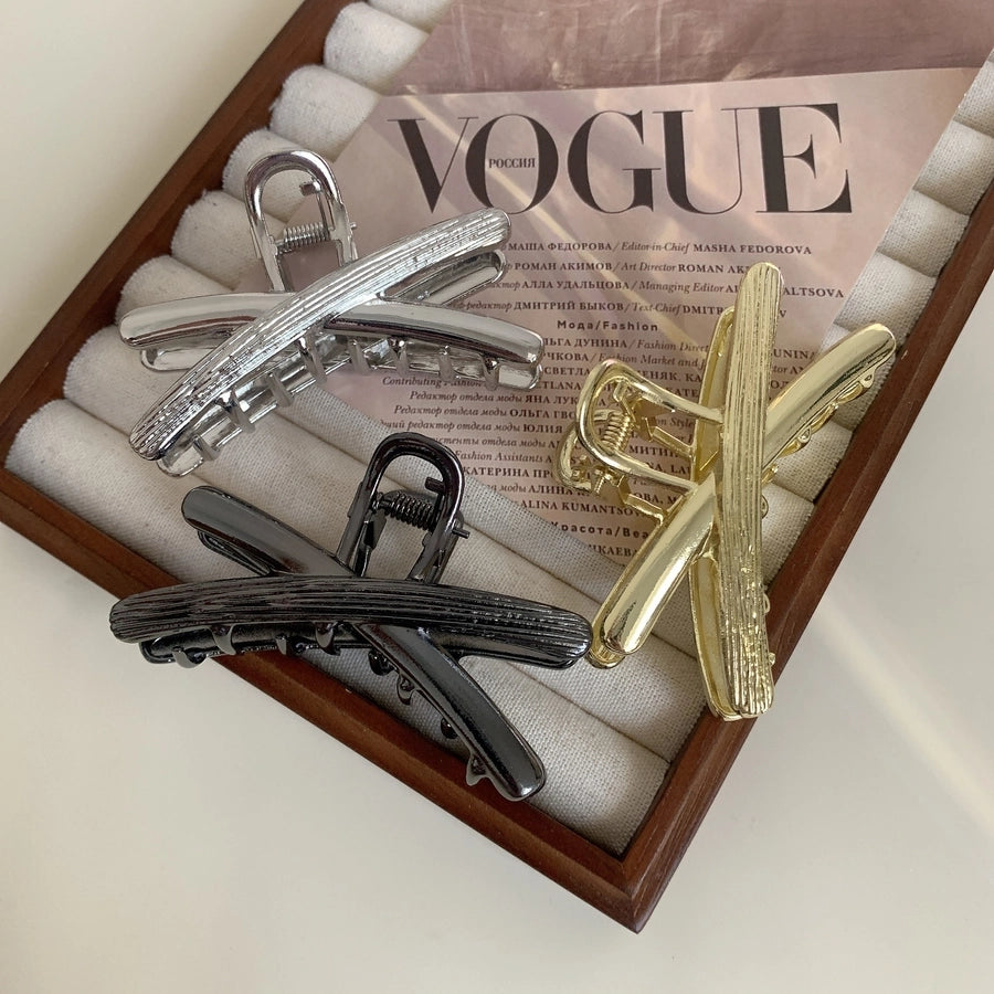 Women's Casual Simple Style Solid Color Alloy Criss Cross Hair Claws