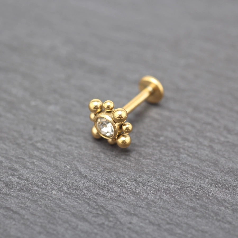 1 Piece Lip Rings Hip-Hop Punk Geometric 304 Stainless Steel 316 Stainless Steel  Inlay Rhinestones 18K Gold Plated Lip Rings Ear Cartilage Rings & Studs