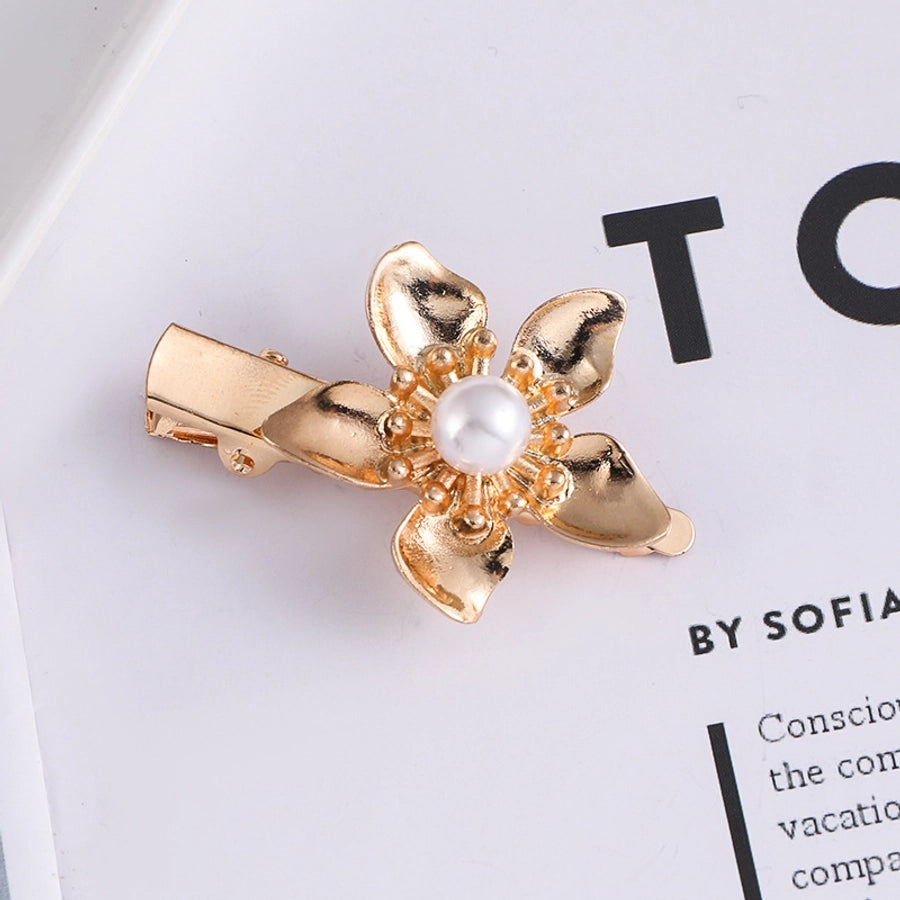 fashion moon butterfly metal handmade inlay artificial pearls artificial diamond hair clip 1 piece