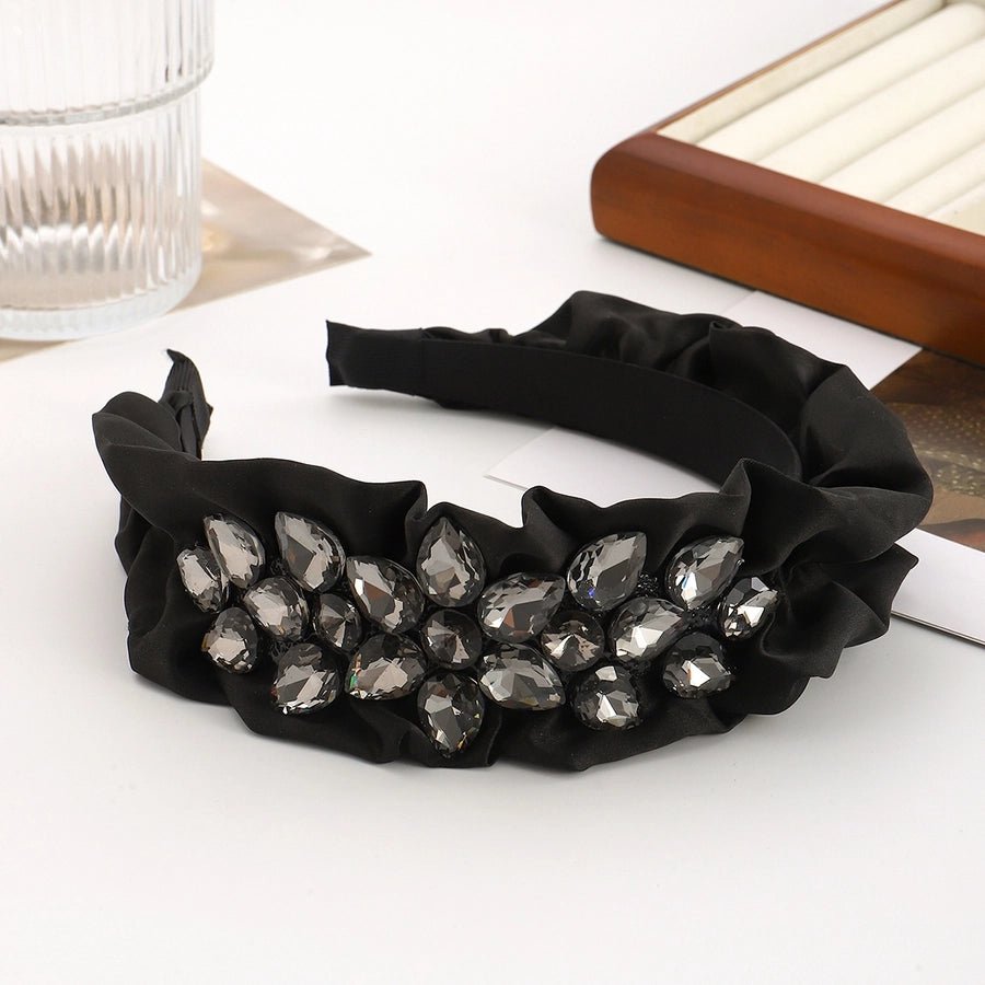 Women's Elegant Glam Circle Water Droplets Flower Plastic Glass satin Hair Band