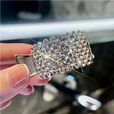 fashion simple style geometric metal inlay artificial pearls rhinestones hair buckle