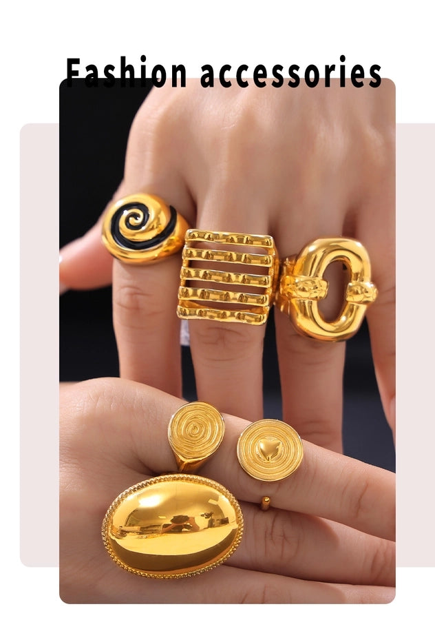 Jewelry Hawaiian Modern Style Circle Heart Shape Titanium Steel Open Rings