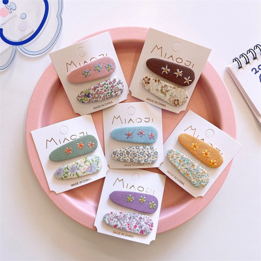 Girl'S Simple Style Classic Style Flower Cloth Contrast Collar Hair Clip