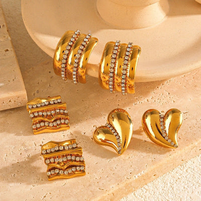 1 Pair Retro Simple Style Classic Style Geometric Heart Shape Bow Knot Plating 304 Stainless Steel Ear Studs