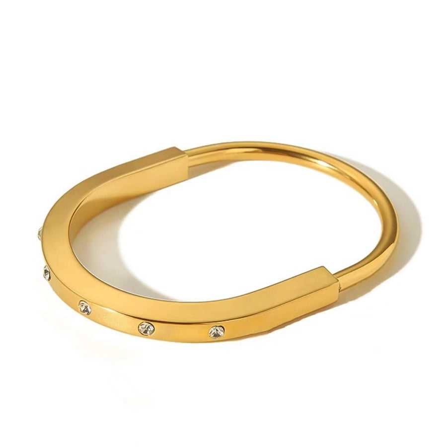Elegant Simple Style Round Titanium Steel 18K Gold Plated Rhinestones Bangle In Bulk