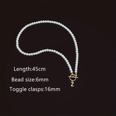 304 Stainless Steel Artificial Pearl Copper Letter Pendant Necklace