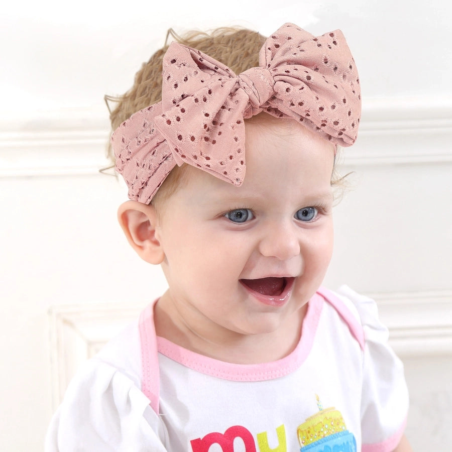pastoral polka dots cloth bowknot hollow out hair band