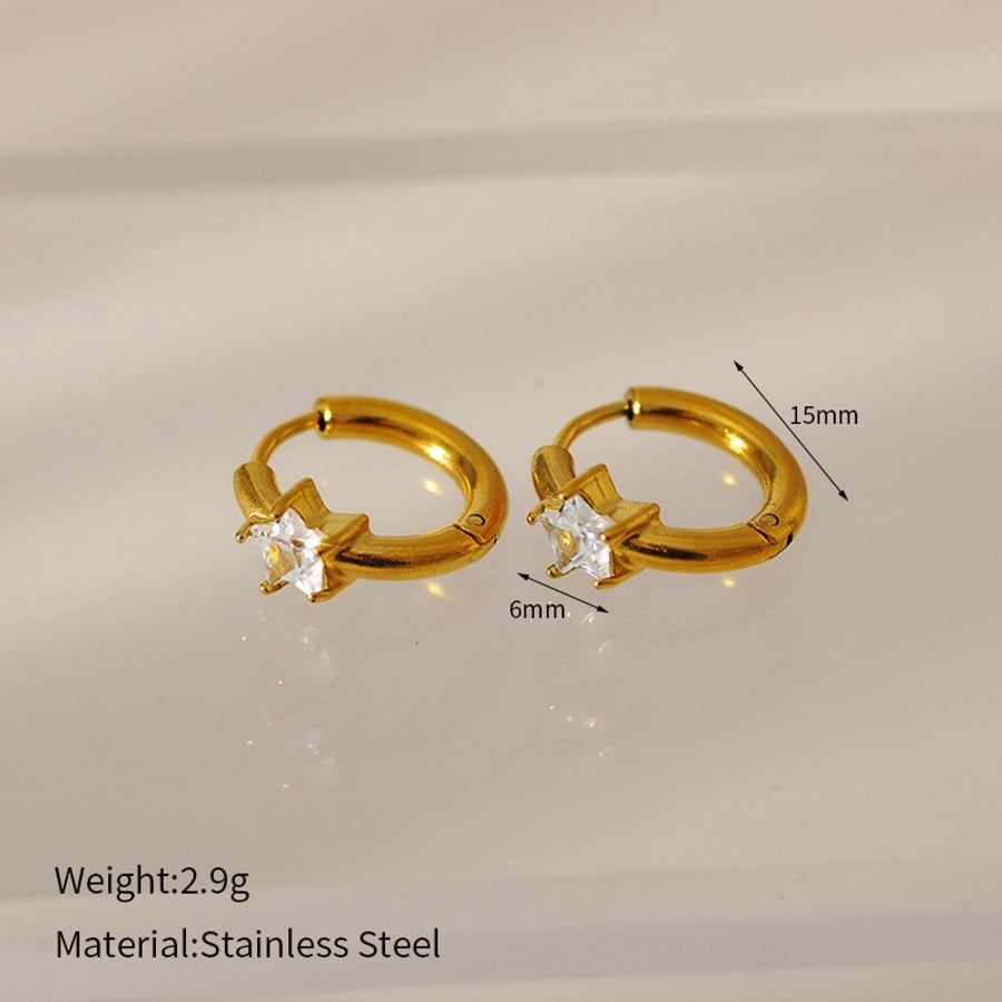 1 Pair Elegant Simple Style Classic Style Circle 304 Stainless Steel Zircon Earrings